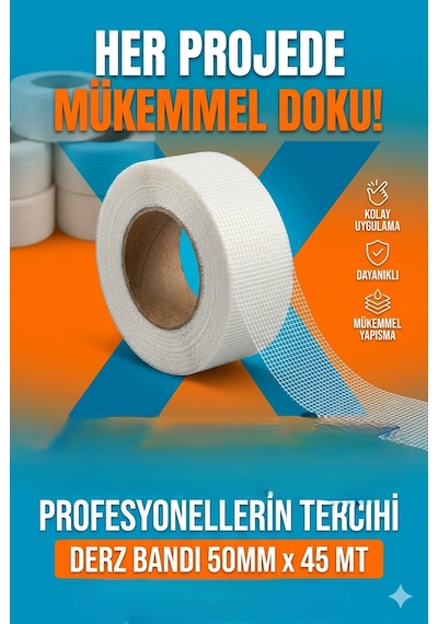 50mm X 45 Mt Derz Bandı Duvar & Tavan Çatlak Tamir Bandı Alçıpan File Derz Bandı Alternatif Güçlü Başlıklar: