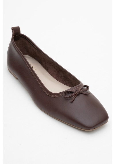 Luvishoes Luvi Shoes Sosa Kahverengi Cilt Hakiki Deri Küt Burunlu Fiyonklu Kadın Babet Ayakkabı Kahverengi