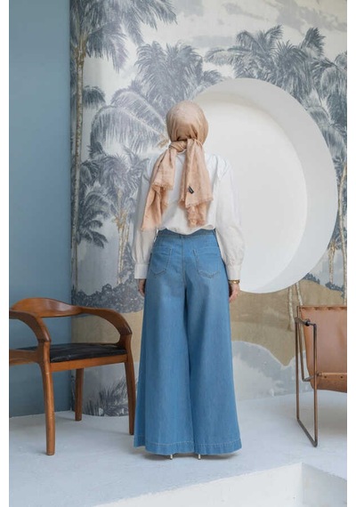 1165-denim Bol Paça Pantolon Mavi Mavi