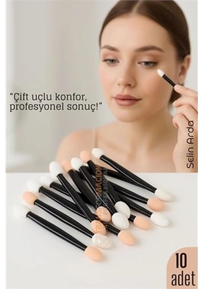 10 Lu Göz Makyaj Aplikatörü Seti Çift Uçlu, Sünger Başlıklı, Far Uygulama İçin İdeal 722335