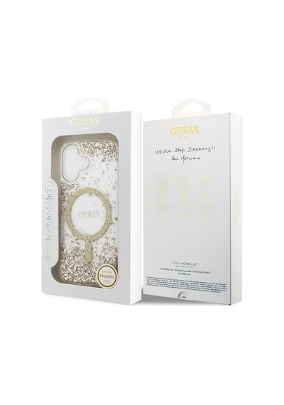 Apple Uyumlu iPhone 17  Kılıf Guess Lisanslı M-safe Özellikli Transparan Resin Bottom Kapak Gold Gold