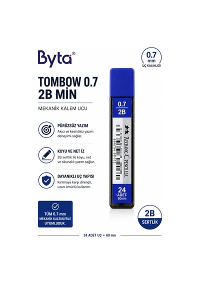 Tombow 0.7 Mm 2b Mekanik Kalem Ucu 24 Adet 60 Mm