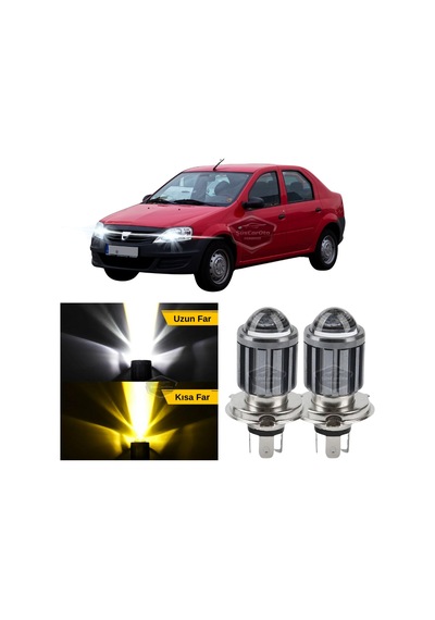 Dacia Logan 2009-2020 Uyumlu Mercekli Far Ampulü Led Xenon Çift Renk Sarı-beyaz Far Şimşek Etkili Led Lamba Uzun LED Far 53811469