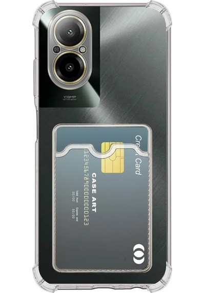 Realme 12 Lite Kapak Kamera Korumalı Kartlıklı Darbe Emici Özellikli Şeffaf Silikon Kılıf Şeffaf
