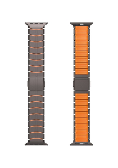 Watch 42mm Uyumlu Mohseven İwatch Titancore No.1 Metal Kordon Siyah - Turuncu
