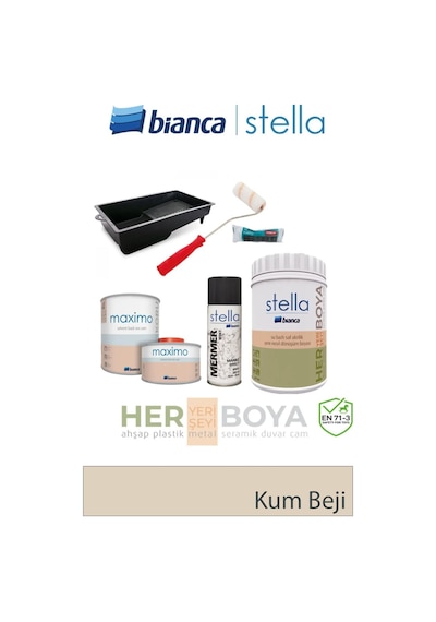 Stella Set 1 Lt - Kum Beji + Siyah Mermer Effekt Sprey + Maximo Sıvı Cam Parlak + Rulo Set Diğer