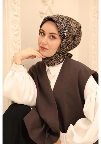 Silk Home Twill İpek Eşarp - 11464-30 Siyah Vizon Siyah Vizon