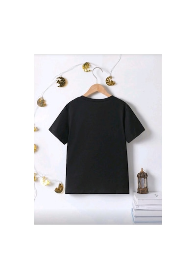 Stil X Ramazan Bayramı Baskılı Erkek Çocuk Tshirt, %100 Pamuklu Kumaş Siyah