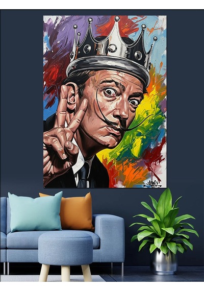 Ahşap Tablo Kral Taçlı Salvador Dali