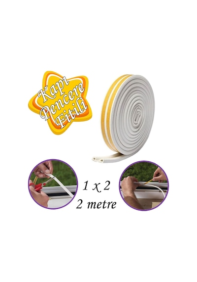 1x2 2 Metre Kapı Pencere Bandı Beyaz Fitili Yapışkanlı Soğuk Izolasyon Bant