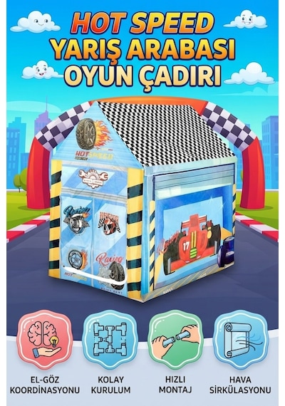 Hot Speed İç Ve Dış Mekan Çocuk Oyun Çadırı - Dayanıklı Pratik Ve Kolay Kurulumlu Çok Renkli