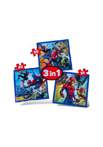 Trefl 3'ü 1 Arada Eğitici Puzzle Seti 20+36+50 Parça Çocuk Zeka Geliştirici Örümcek Adam Yapboz