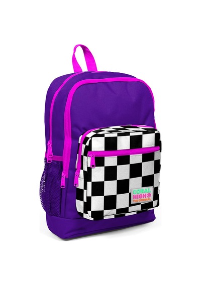 Coral High Kids Mor Dama Desenli Usb Şarjlı Kulaklık Çıkışlı Okul Çantası