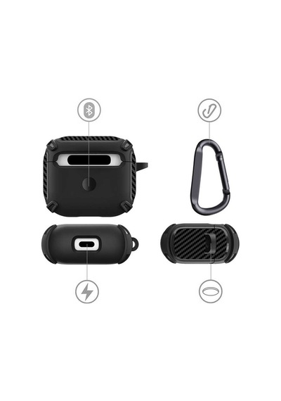 Apple Uyumlu AirPods  3. Nesil Kılıf Sert Armor Karbon Görünüm A26