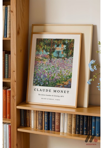 Claude Monet Iris Bahçesi, Ahşap Çerçeveli Duvar Tablosu - Modern Ev Dekorasyonu