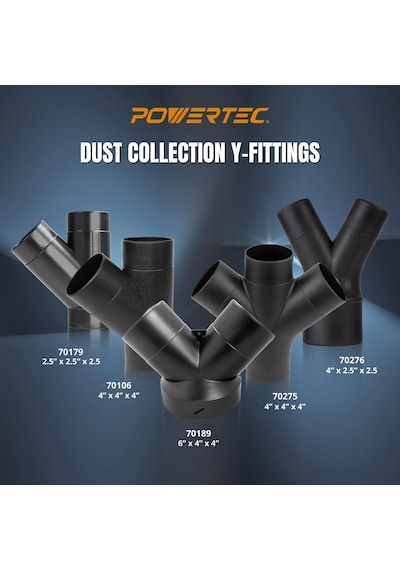 Powertec 70190 Y-fitting, 4 X 2 1/5,1 Cm