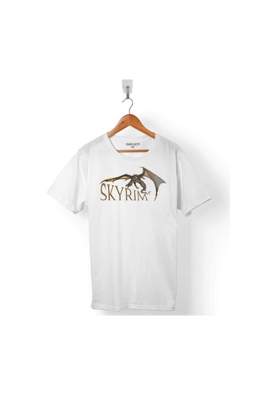 Skyrım Dragon Logo The Elder Scrolls V Erkek Tişört 001