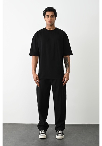 Unisex Basic Avrupa Kalıp/oversize Fit Kesim Bisiklet Yaka Kısa Kollu T-shirt 001