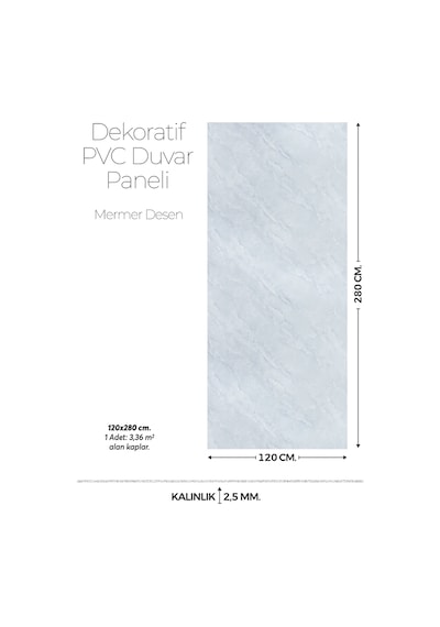 120 Cm X 280 Cm Duvar Paneli,salon,duvar,tv Ünitesi-açık Yeşil Mermer Desen Mt205-120x280