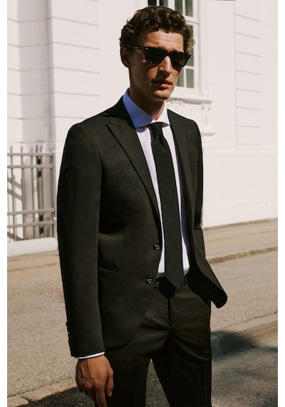 AC&Co / Altınyıldız Classics ERKEK SIYAH Ekstra Slim Fit Dar Kesim Kırlangıç Yaka Takım Elbise Siyah