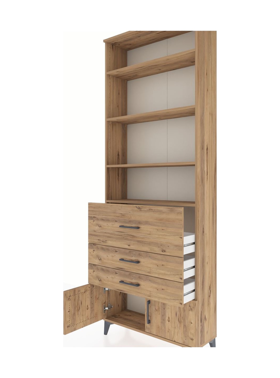 Arges Dolap 3 Raflı 2 Kapaklı Tek Askılı 88x30x243 Çam-çam Çam