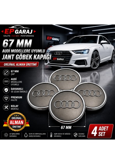 Audi Modellere Uyumlu 67 Mm Jant Göbek Kapağı 4 Adet Set Orijinal Alman Üretimi