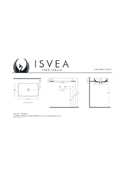 Isvea Sott’Aqua S&S Tezgahüstü Lavabo 60 CM 10Sq50060Sv