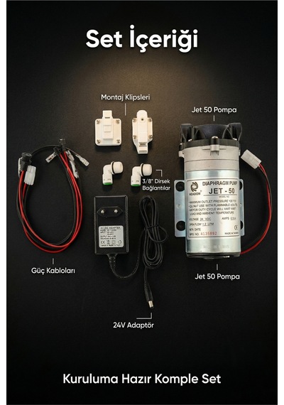 Jet 50 Diyaframlı Su Arıtma Pompası - 24v Dc, 1.2 Lpm, 130 Psı Basınç