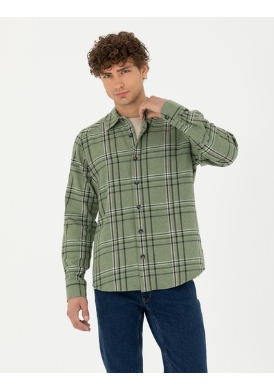 Pierre Cardin Erkek Haki Desenli Gömlek 50276542-vr027 Haki