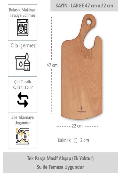Yekpare Masif Ahşap Sunum Tahtası Kesme Tahtası Kayın Large 4