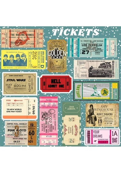Tickets Sticker Seti Laptop Notebook Telefon Etiket Journal