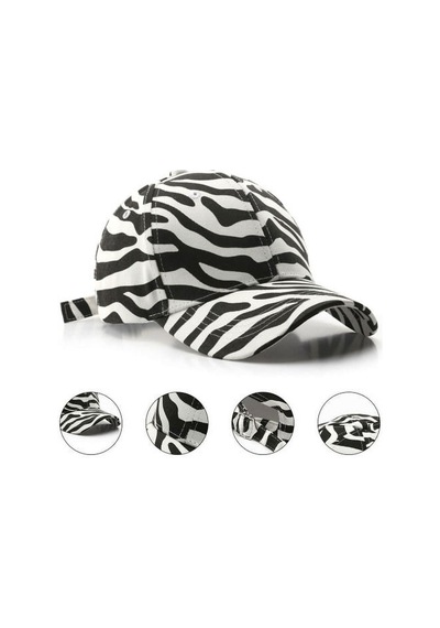 Valkyrie Zebra Desenli Kadın Şapka Ayarlanabilir Baseball Cap Siyah Beyaz Spor Günlük Şapka Siyah - Beyaz