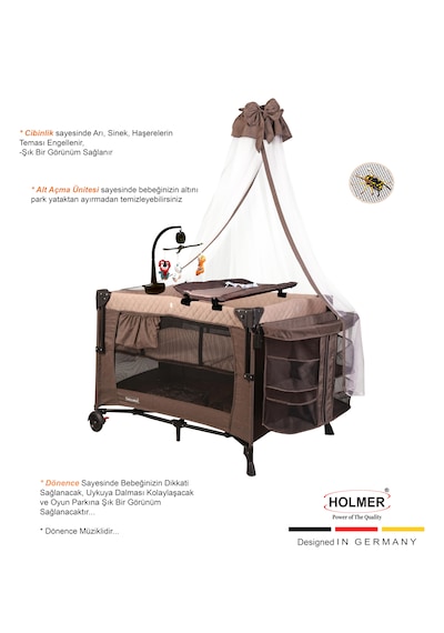 Holmer All In One ( Cibinlikli, Dönenceli, Alt Açma Ünüteli Oyun Parkı/park Yatak )
