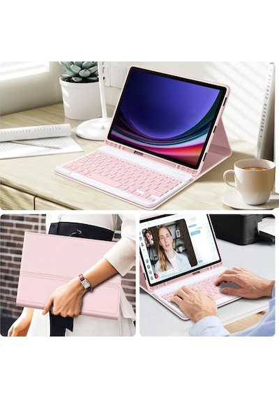 Samsung Galaxy Uyumlu Tab S9 Fe Plus 12.4" Q Türkçe Klavyeli Kılıf Kalem Bölmeli Bluetooth Özellikli Stand Klavyeli Kılıf Samsung Galaxy Uyumlu Tab S9 Fe Plus 12.4" Q Türkçe Klavyeli Kılıf Kalem Bölmeli Bluetooth Özellikli Stand Klavyeli Kılıf