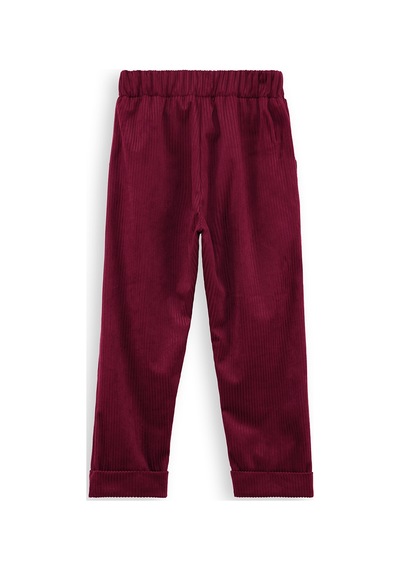 Denokids Fitilli Kadife Bordo Erkek Çocuk Pantolon Renkli