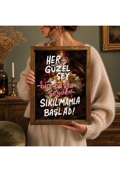Bk Gift Vintage Klasik Sanat Esprili Sözlü Masif Ahşap Çerçeveli Dekoratif Tablo - 37