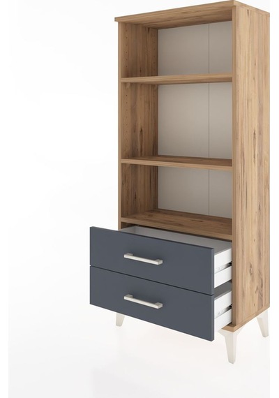Hyperion Dolap 3 Raflı 2 Çekmeceli 60x44x134 Çam-antrasit Atlas Çam