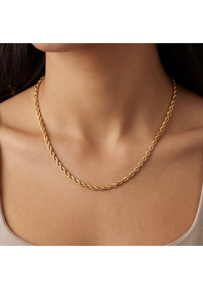 Ferizz Ferizz Altın Kaplama 2,5Mm Kalınlıkta Unisex Burgu Zincir Gümüş