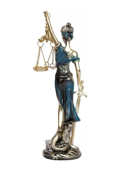 Themis Adalet Kadını Terazisi Heykeli Mavi Gold 24cm