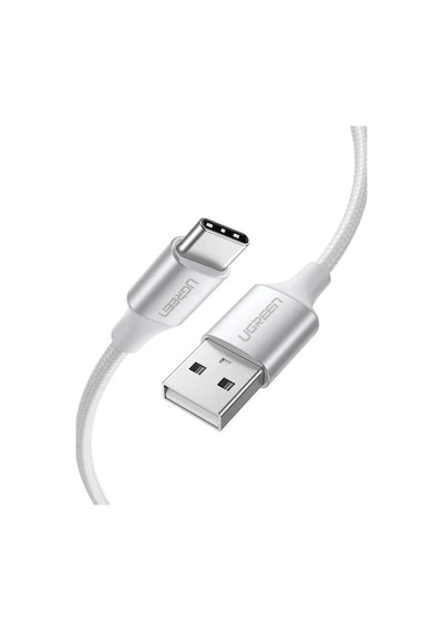 Ugreen Type-c To Usb-a 3a Qc Örgülü Hızlı Şarj Kablosu 1 Mt Gümüş Beyazı 60131