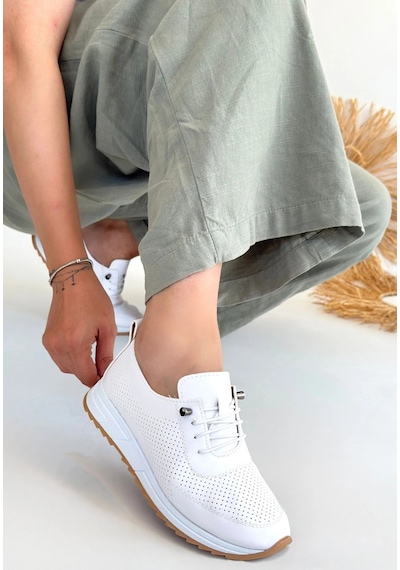 Natural Shoess Naturalshoess Tone Bej Cilt Bağcıklı Spor Ayakkabı Bej