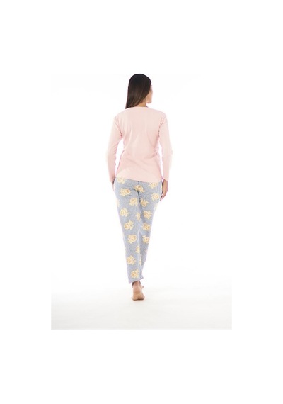 Estiva Patlı Yaka Desenli Uzun Kol Kadın Pijama Takım 001