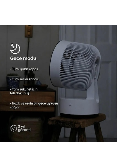 Meaco Sefte 8" Bataryalı Ultra Sessiz Masaüstü Vantilatör Uyku Modlu Ve Enerji Tasarruflu Serinletici Fan