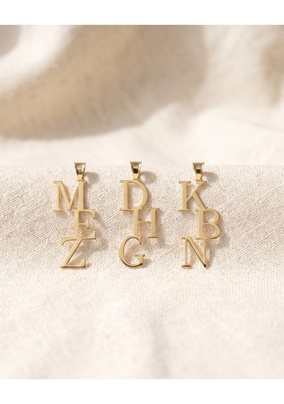 Monogram Üç Harfli 14 Ayar Altın Kolye Ucu