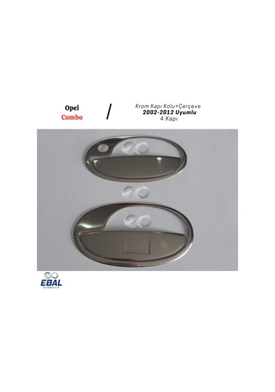 Opel Combo Krom Kapı Kolu+çerçeve 2 Kapı 2002-2012 Paslanmaz Çelik