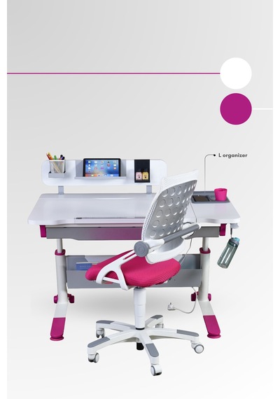 Creo Mobili Yükseklik Ve Eğim Ayarlı Sirius Advanced Bilgisayar Ve Çalışma Masası Takımı Beyaz/fuşya Gri