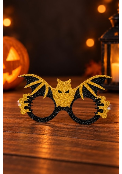 Cadılar Bayramı Simli Yarasa Gözlüğü Gold Siyah Halloween Çocuk Parti Aksesuarı Tüm Yaşlar