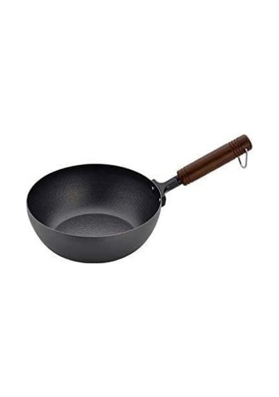Yapışmaz Demir Wok Pan 8 İnç Gaz İndüksiyonlu Ocak, Paslanma Yok, Duman Yok Çok Renkli