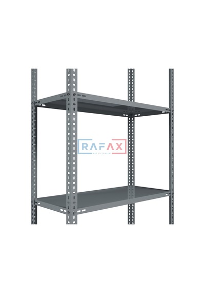 Rafax, 40x90xH:250, 4 Raflı Çelik Raf, Depo Rafı, Arşiv Rafı Gri