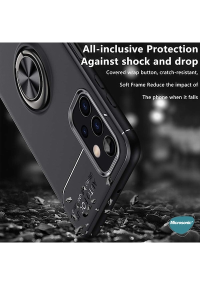 Microsonic Samsung Uyumlu Galaxy A52 Kılıf Kickstand Ring Holder